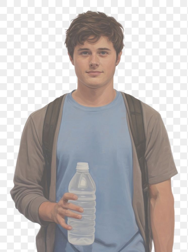 PNG Person holding water bottle t-shirt sleeve refreshment.
