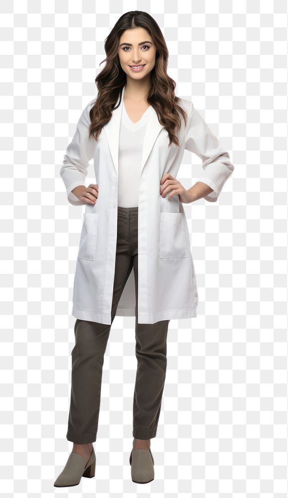 PNG Women doctor coat white background stethoscope.