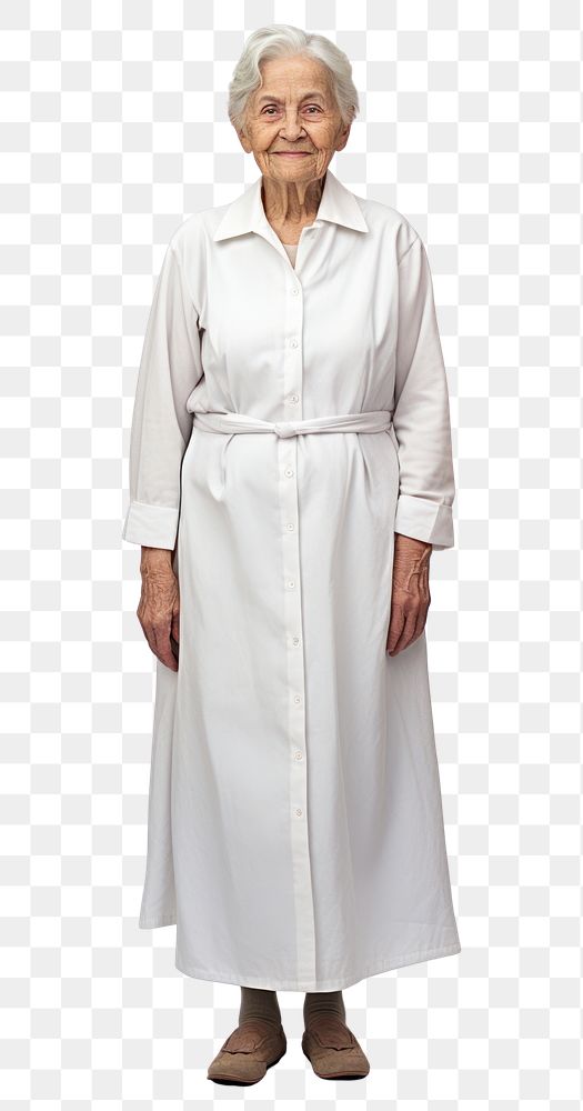 PNG A old women patient adult white robe.