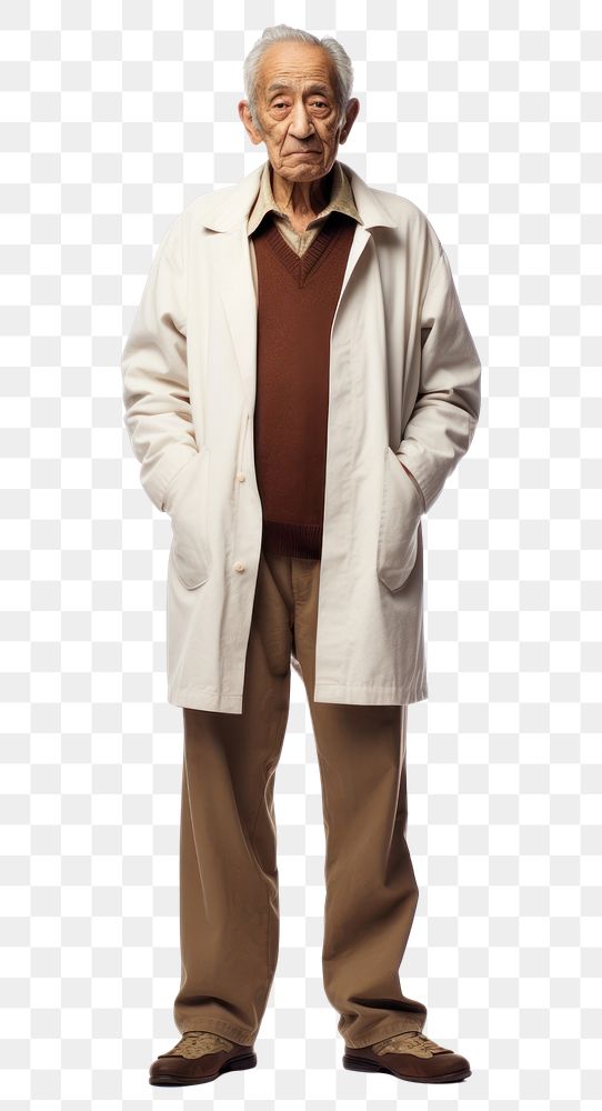 PNG A old patient overcoat adult white background.