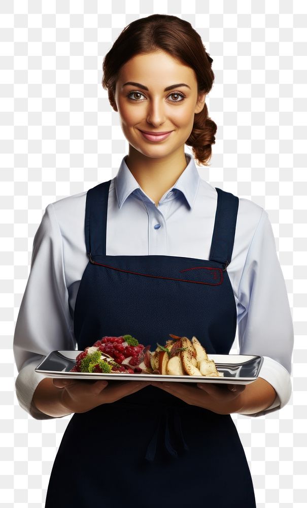 PNG  Female food server waiter adult white background. AI generated Image by rawpixel.