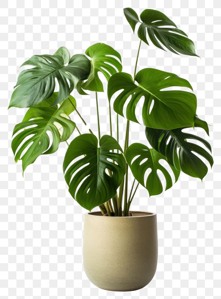 PNG  Monstera in a pot plant leaf vase.