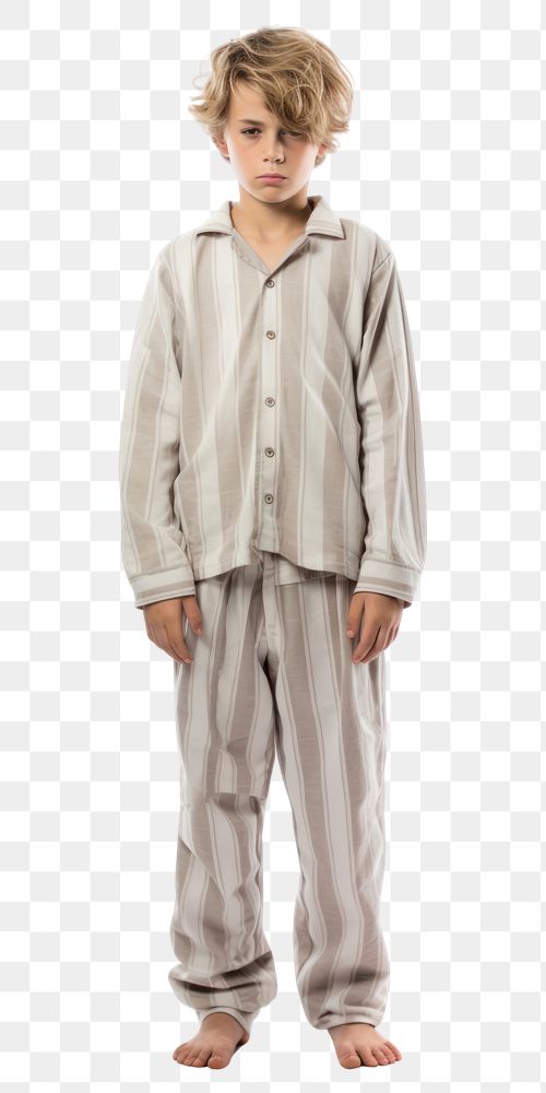 PNG  A boy in pajamas white background architecture outerwear.
