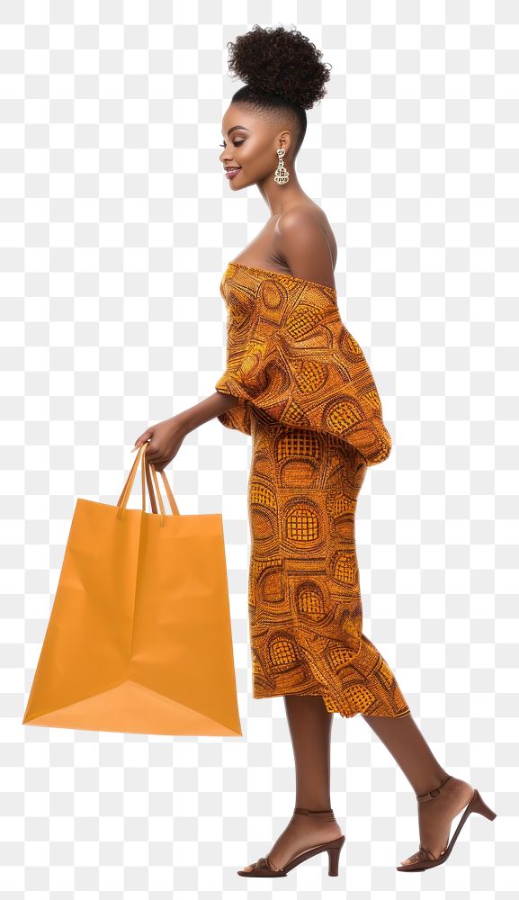 PNG  Big shopping bags African woman footwear handbag.