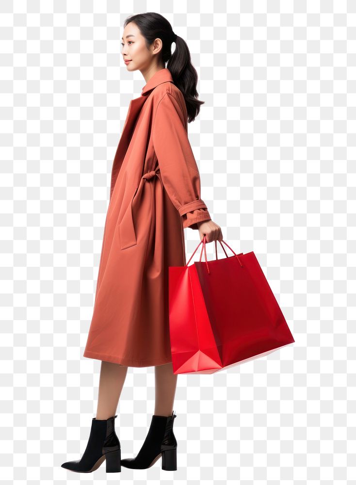 PNG  Big shopping bags asia woman footwear handbag.