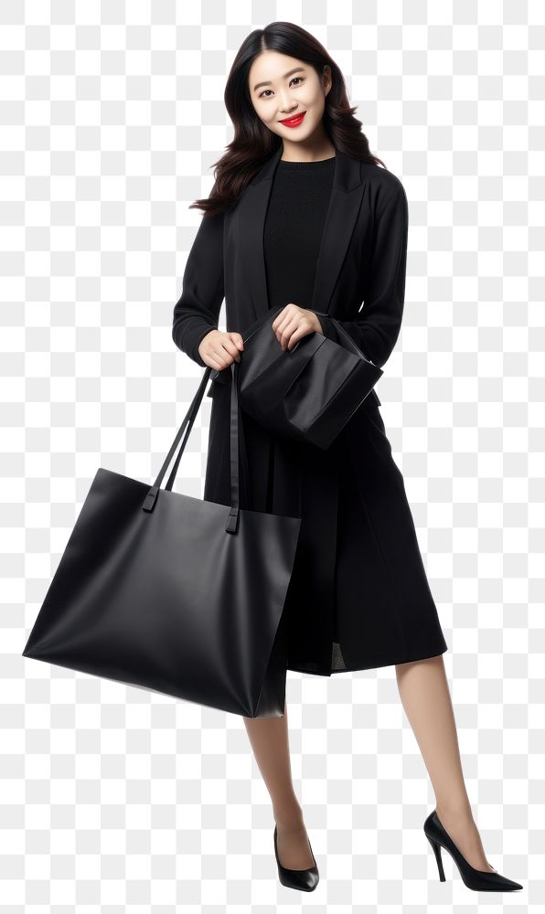 PNG  Big shopping bags Korean woman footwear handbag.