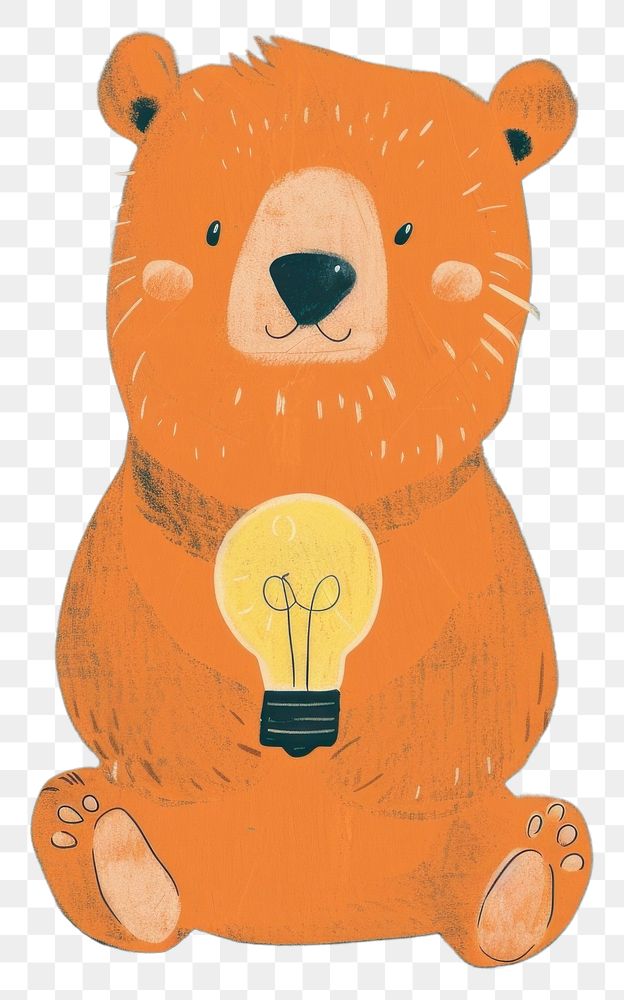 PNG  Bear have a light bulb mammal animal art.