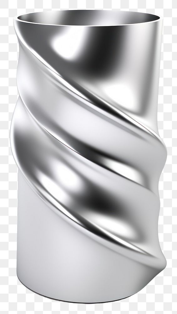 PNG Twisted cylinder chrome material silver steel shiny.