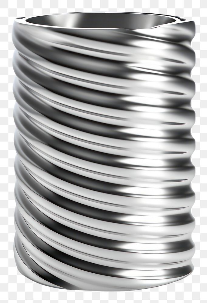 PNG Twisted cylinder chrome material silver spiral shiny.