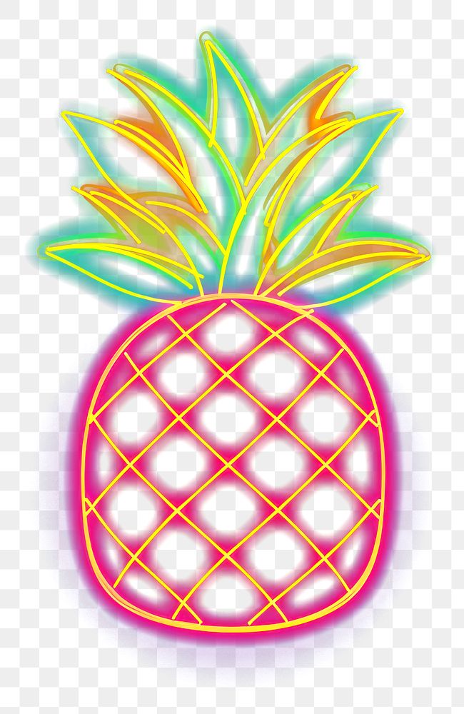 PNG Pineapple border neon light fruit. AI generated Image by rawpixel.