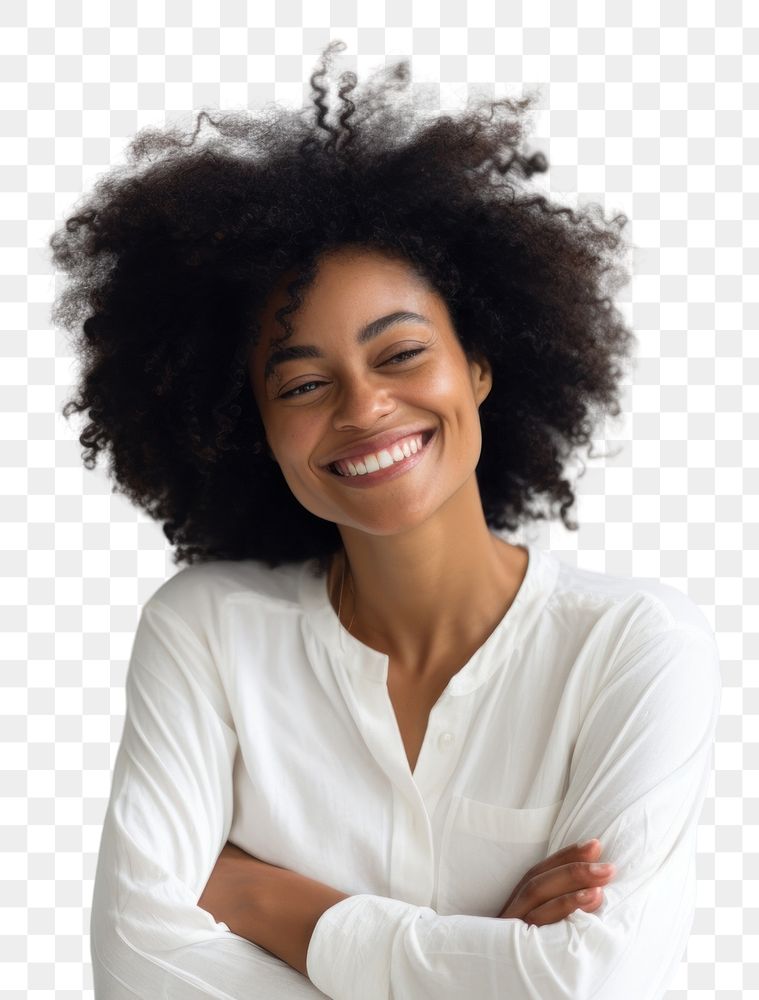 PNG A black woman smile laughing adult. AI generated Image by rawpixel.