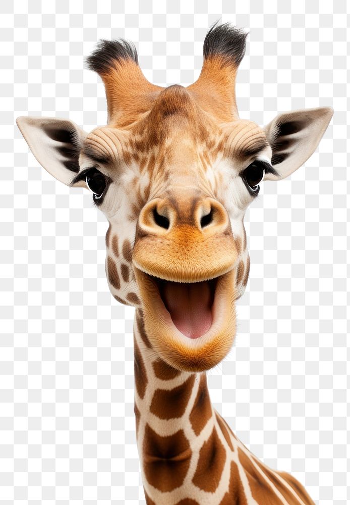 PNG Smiling giraffe wildlife animal mammal. AI generated Image by rawpixel.