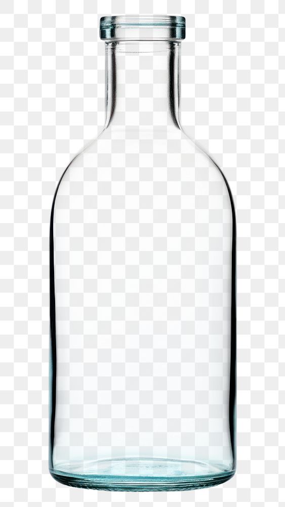 PNG 3d transparent glass style of vintage water bottle drink vase white background.