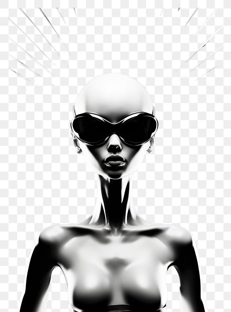PNG An alien glasses black white.