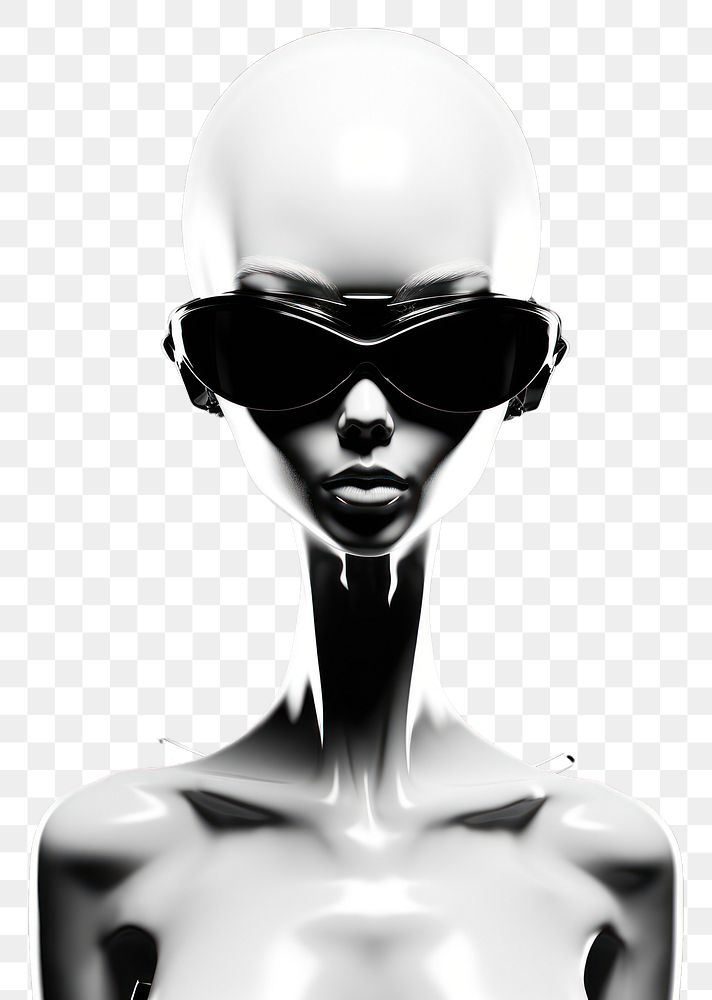 PNG An alien glasses black white.