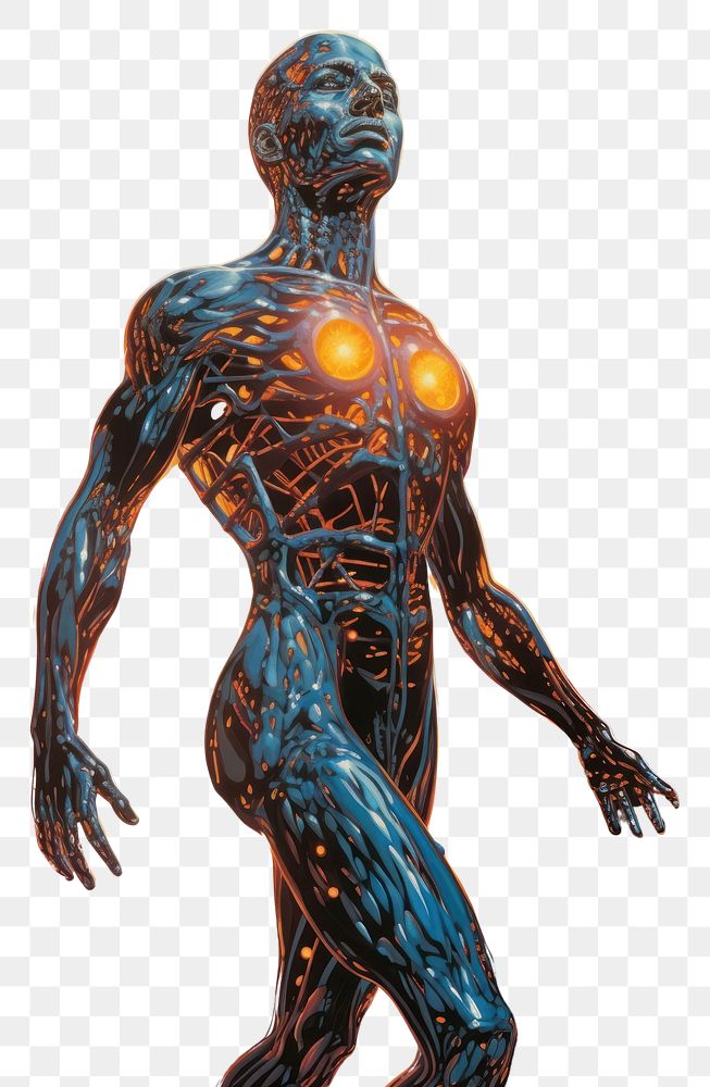 PNG A human body cell art futuristic superhero.