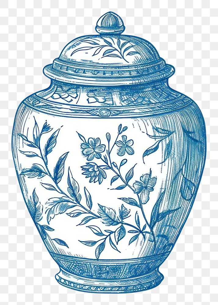 PNG  Antique of jar porcelain pottery drawing.
