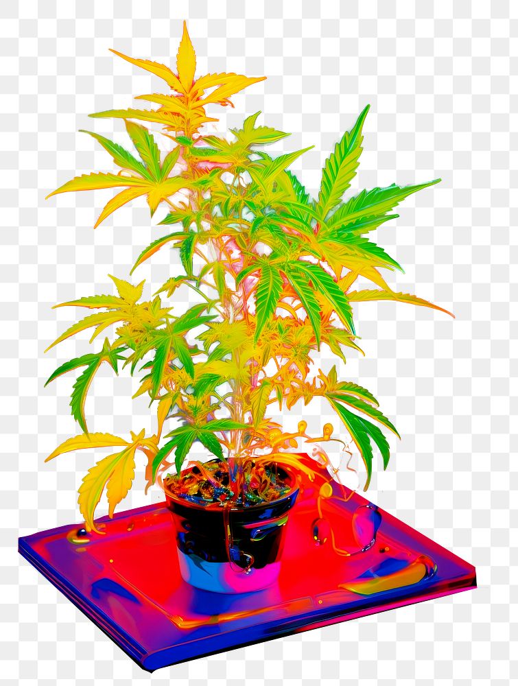 PNG  A weed purple yellow light. AI generated Image by rawpixel.