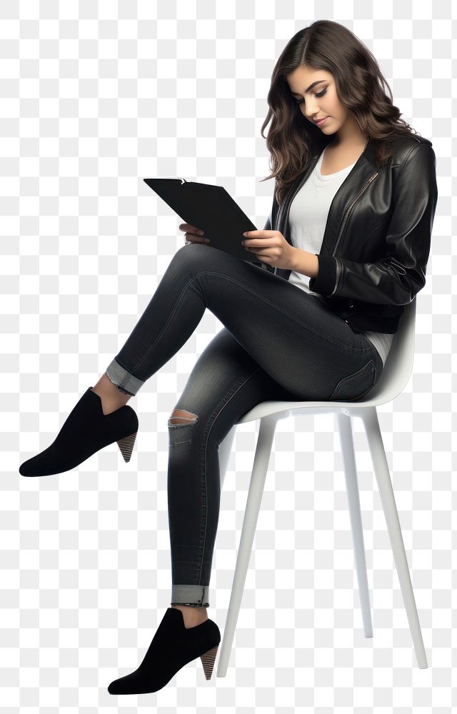 PNG Girl student using tablet furniture footwear sitting.