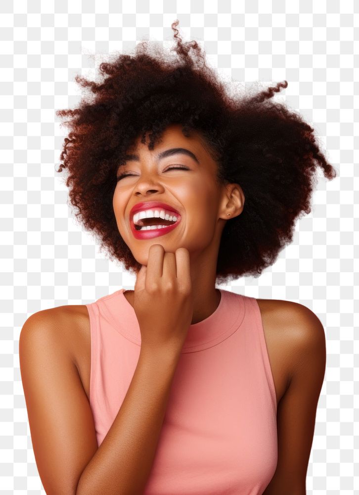 PNG Laughing young black woman adult smile joy.