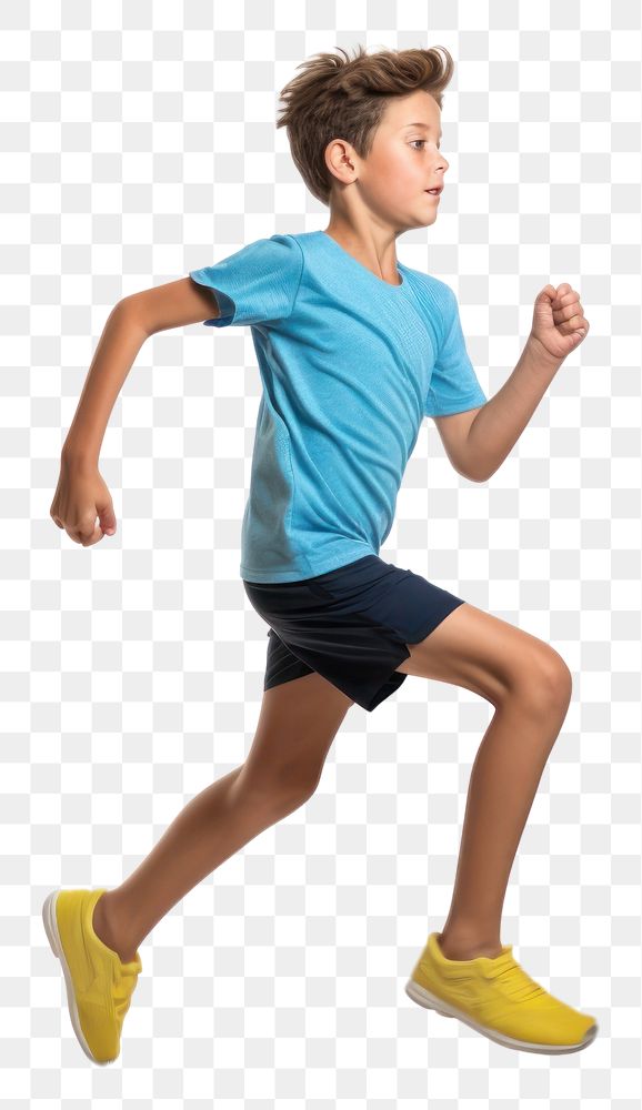 PNG  A boy wearing sport cloth running jogging jumping sports.