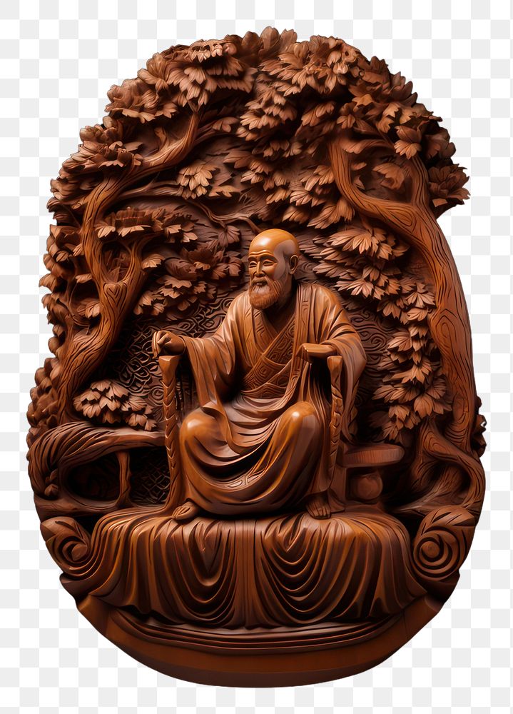 PNG A monk art wood representation. AI generated Image by rawpixel.