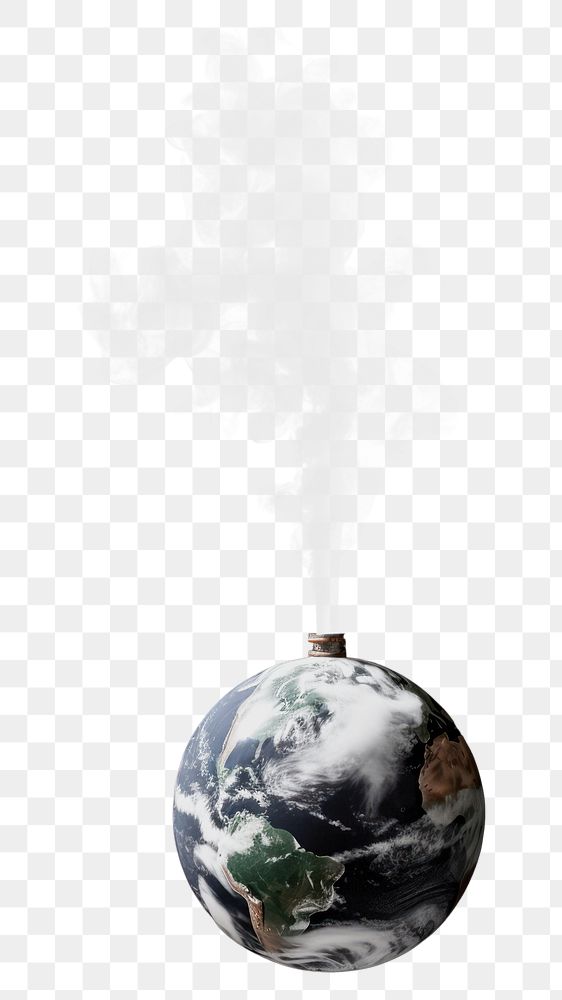 PNG  A factory release smoke to the world globe space black background pollution. AI generated Image by rawpixel.