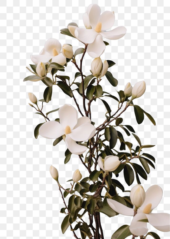 PNG White magnolia flowers blossom plant petal.