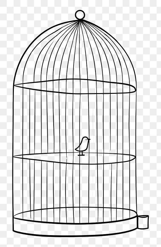 PNG Bird cage sketch line white background.