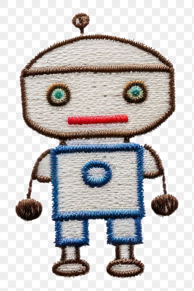 PNG Embroidery of a robot border toy anthropomorphic representation.