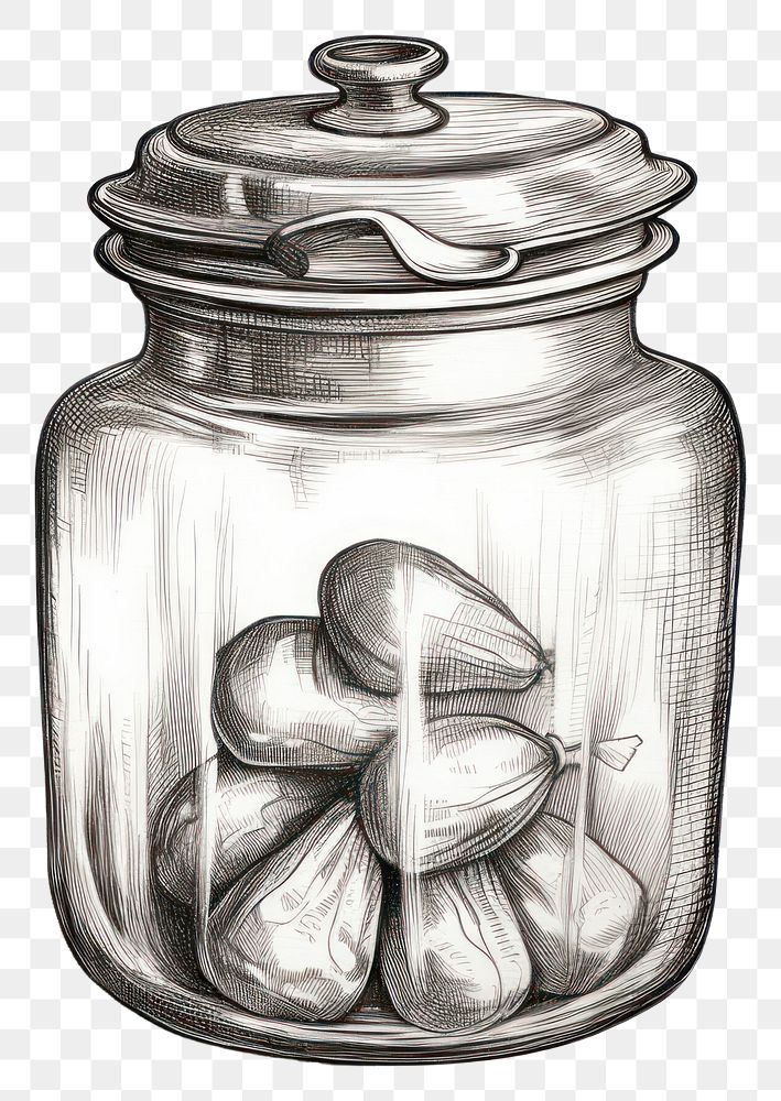 PNG Vintage candy jar drawing sketch illustrated. AI generated Image by rawpixel.