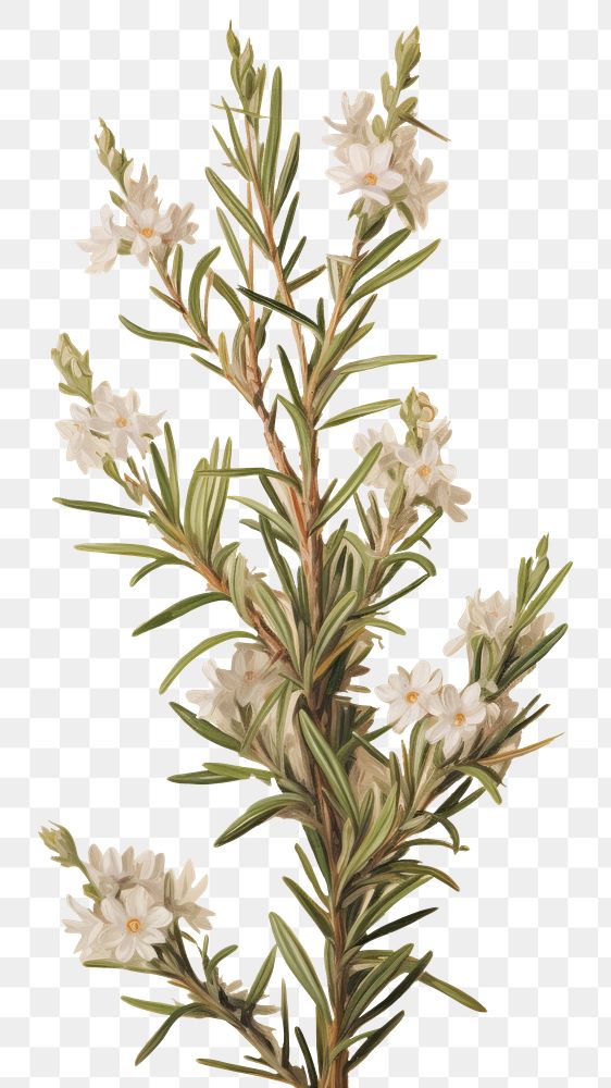 PNG Rosemary pattern flower painting plant. AI generated Image by rawpixel.
