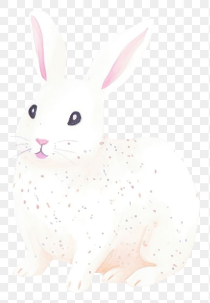 PNG  White bunny drawing animal rodent. AI generated Image by rawpixel.