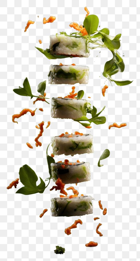 PNG  Vegan vegetables sushi rolls food plant freshness.