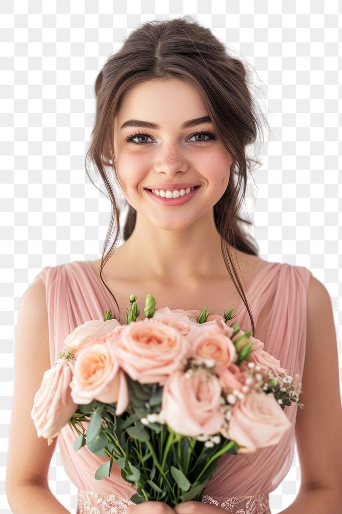 PNG Cheerful bridesmaid portrait flower adult.