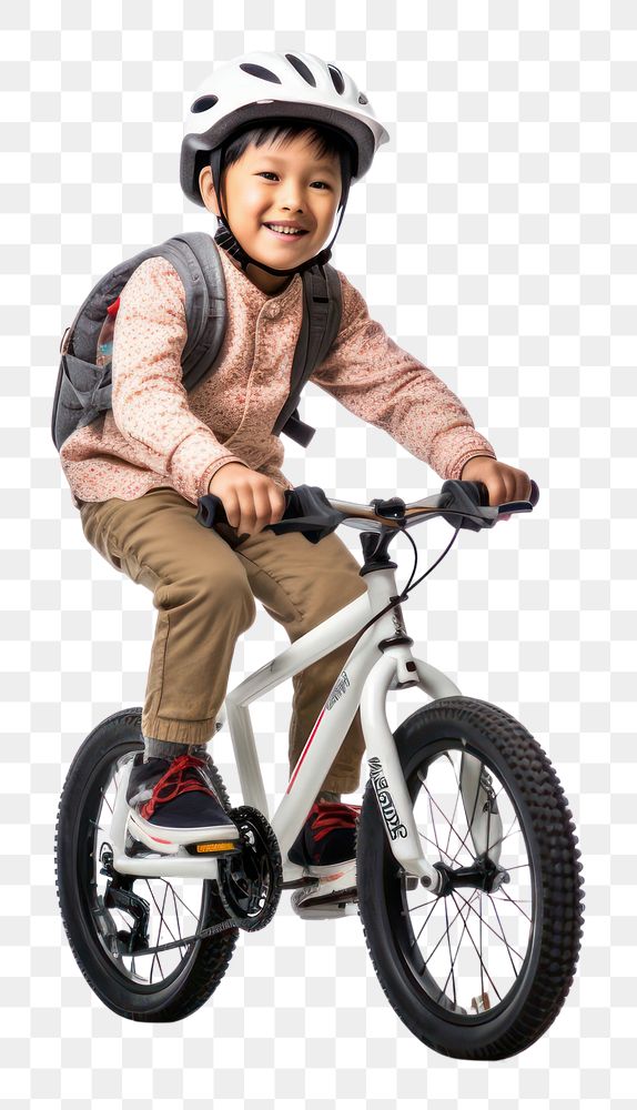 PNG Asian kid cycling bicycle vehicle helmet