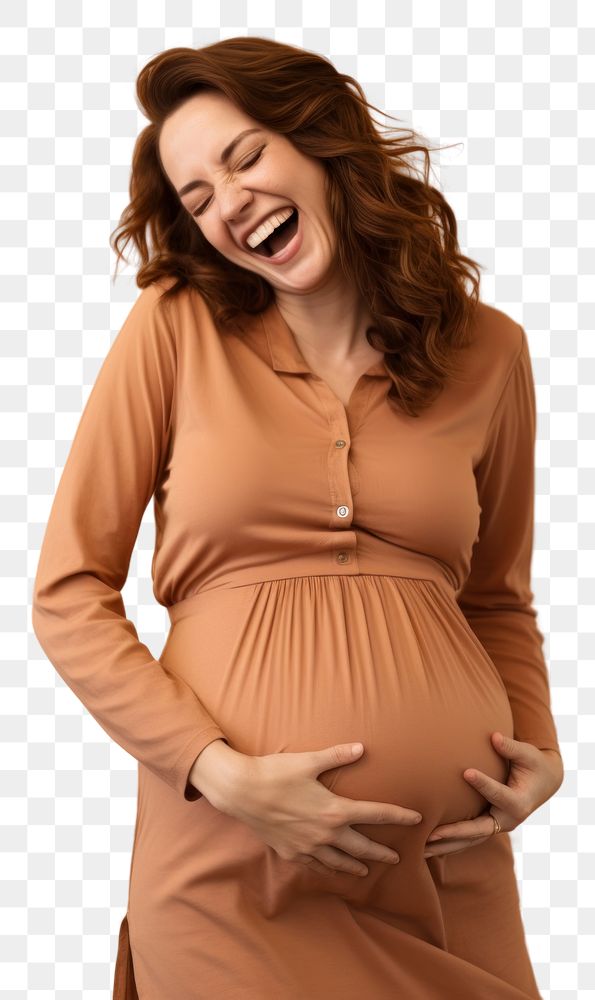 PNG  Happy Pregnant Woman laughing pregnant adult.