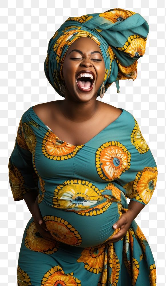 PNG  Happy Pregnant african Woman laughing portrait adult.