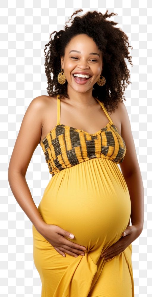 PNG  Happy Pregnant american afrcan Woman pregnant portrait smile.