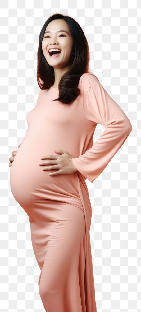 PNG  Happy Pregnant asian Woman pregnant portrait sleeve.