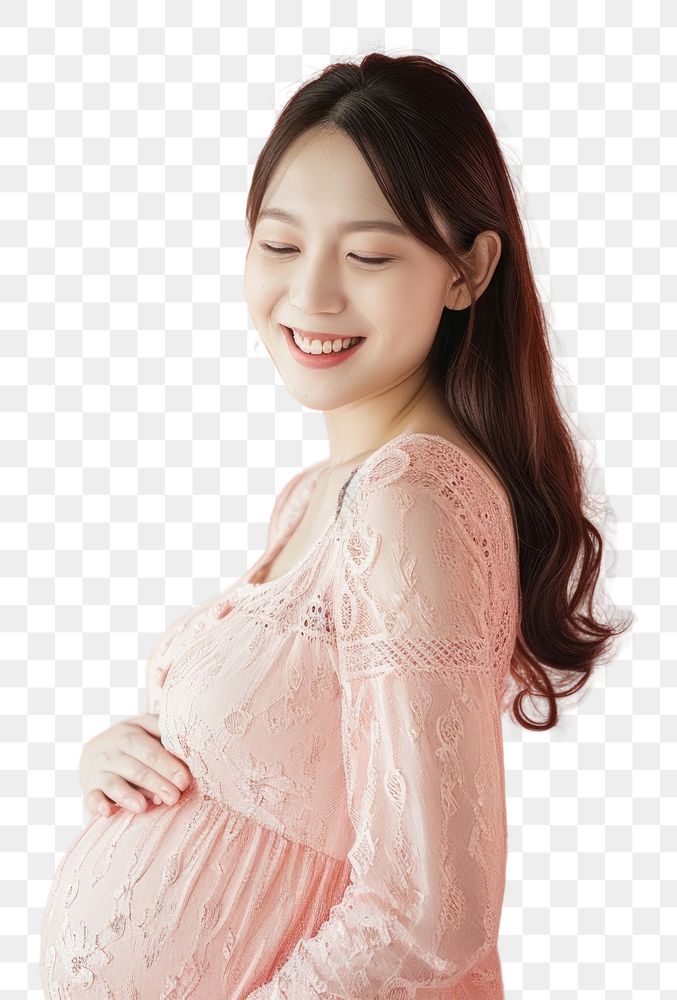 PNG Pregnant asian woman smiling adult anticipation.