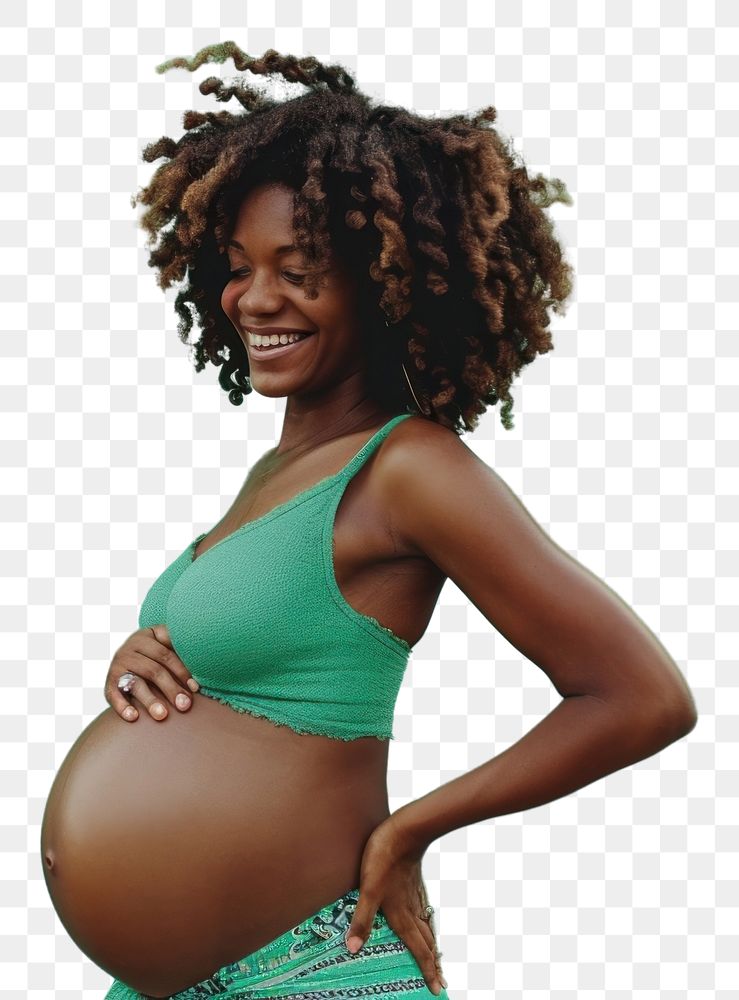 PNG Pregnant black woman smiling adult green.