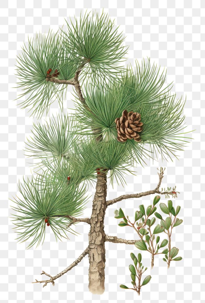 PNG Wood block print illustration of pine plant tree pinaceae.