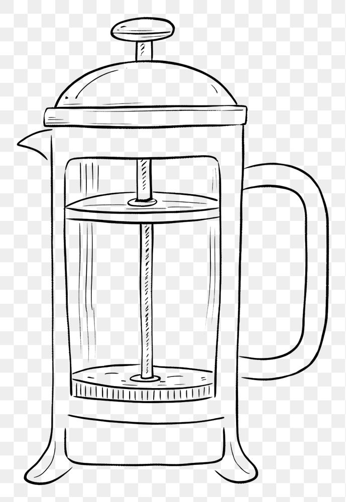 PNG Vintage coffee maker sketch doodle cup