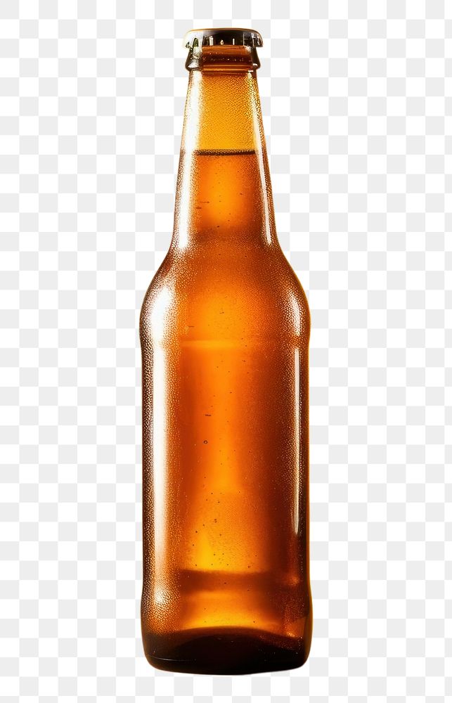 PNG Beer bottle whit label mockup glass drink lager.