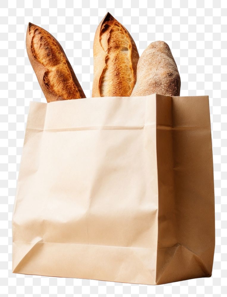 PNG Kraft paper bakery bag mockup bread food accessories.