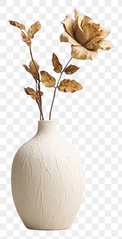 PNG  Dried rose flower vase plant. AI generated Image by rawpixel.