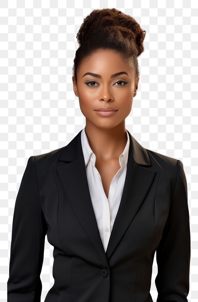 PNG Black business woman portrait tuxedo blazer.