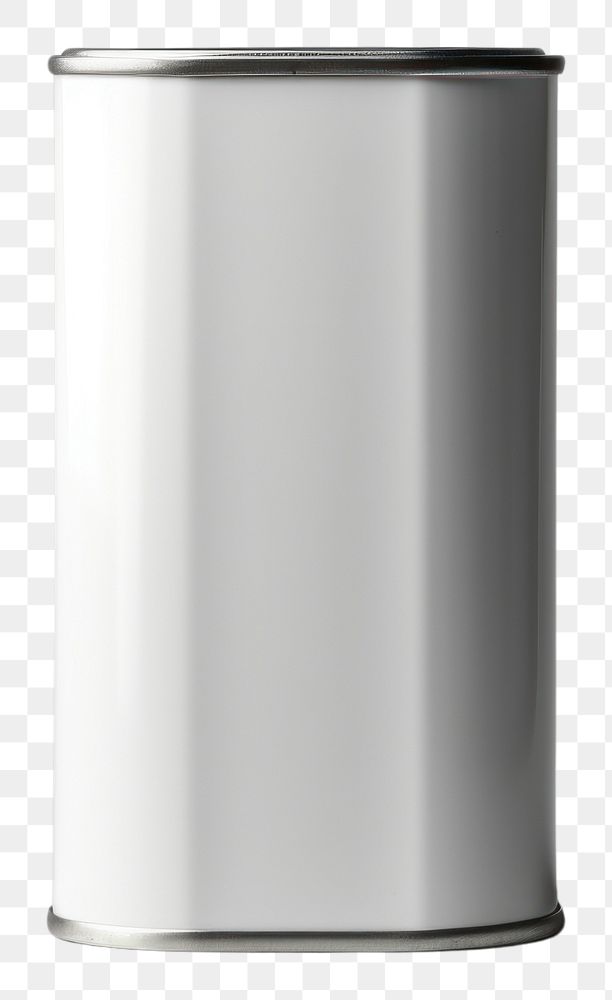PNG Oil tin can mockup cylinder gray gray background.