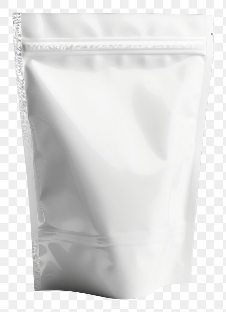 PNG Plastic pouch packaging mockup white bag monochrome.